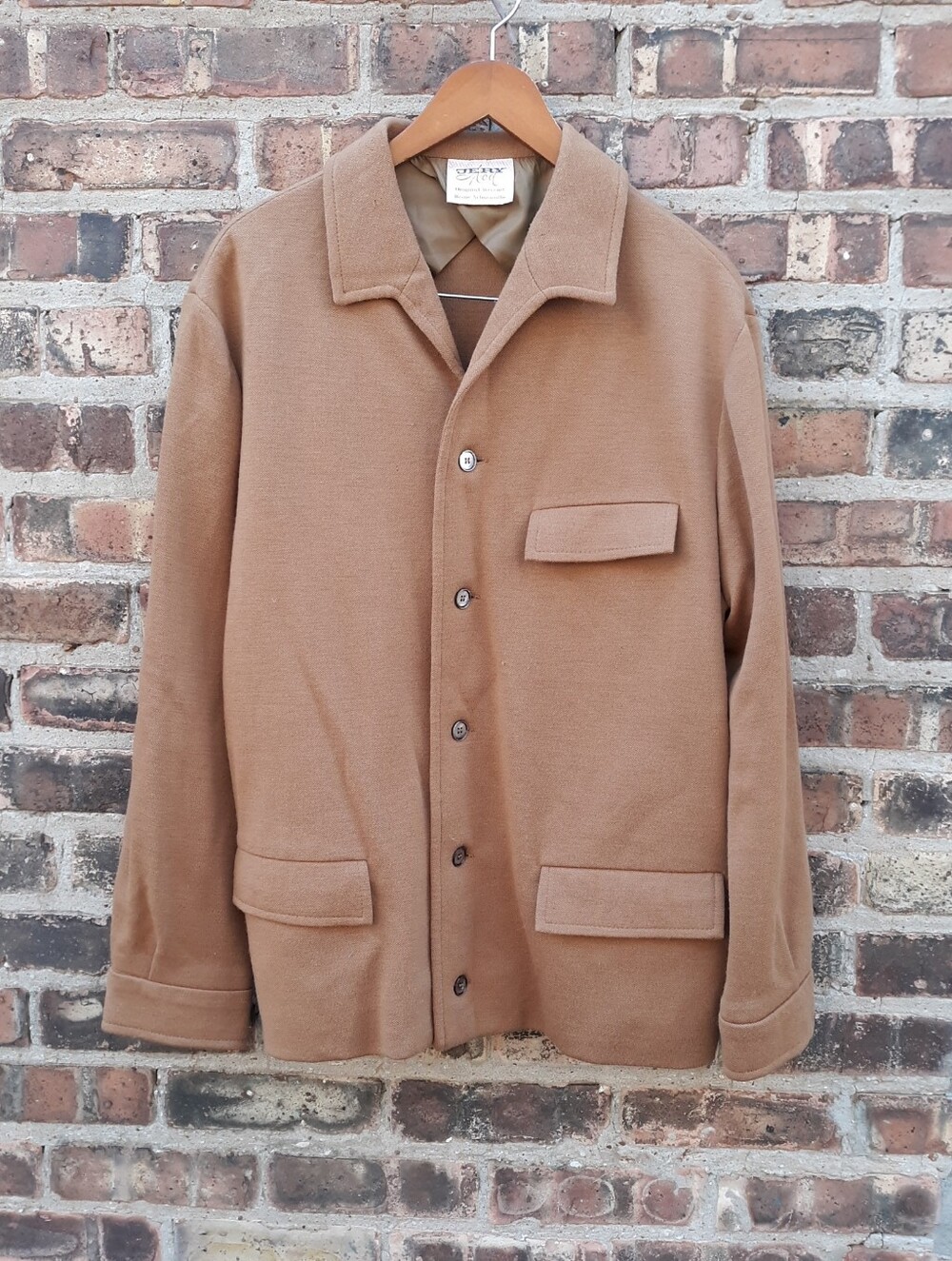 Jery Mod Original Wevenit Vintage Wool Jacket Mens 52 L Camel Brown Cardigan